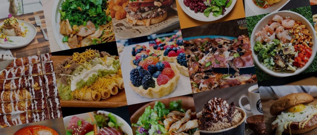 Beautiful grid of various colorful foods.